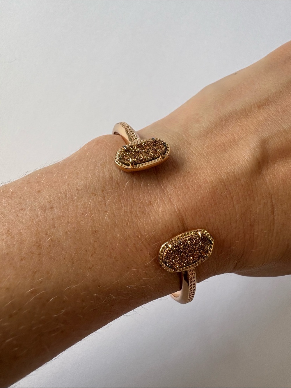 Kendra Scott Elton Gold Rose plated Drusy Bangle Cuff Bracelet Preppy Resort